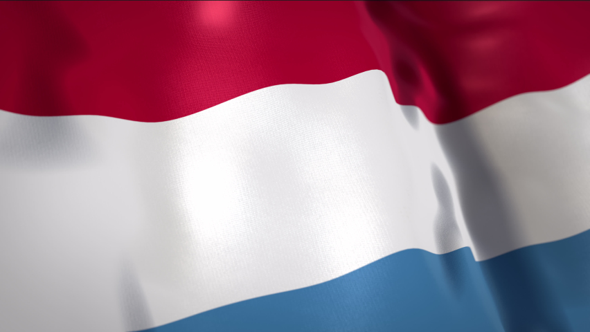High detailed satin texture Flag 4K of LUXEMBOURG Seamless Loop animation. Background 3D animation. 