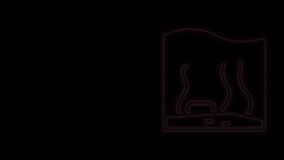 Glowing neon line Aquarium icon isolated on black background. Aquarium for home and pets. 4K Video motion graphic animation.