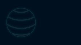 Glowing neon line Fitness ball icon isolated on black background. Gym ball. 4K Video motion graphic animation .