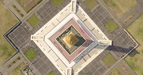 Jakarta, Indonesia, 5 August 2018: Top view of Monumen Nasional (Monas) is Indonesia's national monument located in the center of Jakarta.
