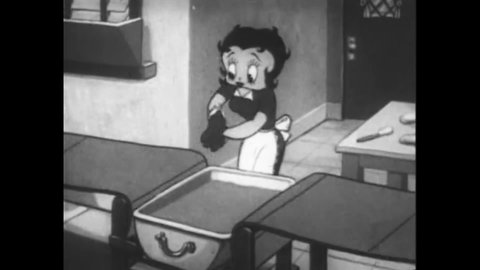 1938 - In this animated film, Betty Boop bathes and brushes babies' teeth as they come down a conveyer belt.