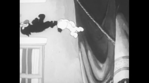 1937 - In this animated film, Betty Boop's dog fights a cat across the stage she's performing on and through the audience.