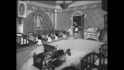 1938 - In this animated film, Betty Boop puts babies to bed in a nursery but once she leaves they start misbehaving wildly.