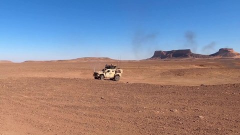2021 Marines fire machine guns and TOW missiles from light tactical vehicles, HIMARS desert combat rehearsal, Tabuk, Saudi Arabia.