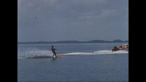 1960s - Wally Schirra goes waterskiing with friends in Florida.