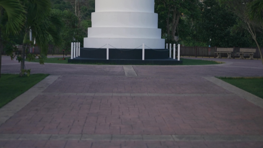 Lighthouse in seaside park in Rincon Puerto Rico at midday