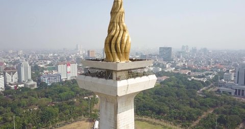 Jakarta, Indonesia, 5 August 2018: Monumen Nasional (Monas) is Indonesia's national monument located in the center of Jakarta.