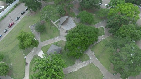 Aerial: Smith Park and downtown Jackson, Mississippi, USA 