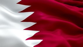 Qatar flag. Motion Loop video waving in wind. Qatar Doha Flag background. Qatar Flag Looping Closeup 1080p Full HD footage. Qatar middle east country flags footage video for film,news
