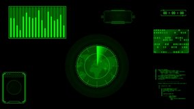 3D green digital HUD Earth world information scanning hologram user interface  green background. Military and Space technology concept. Futuristic environment and economy. 4K  