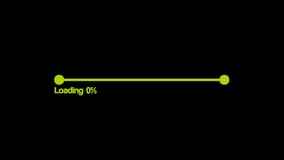 Futuristic Lime Progress Loading Bar. Isolated on Transparent Background. Loading Transfer Download from 0 to 100%. 4K Ultra HD ProRes 4444, Video Motion Graphic Animation.