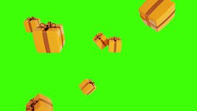 Flying yellow and gold gifts on a green background - 3D rendering - Powered by Shutterstock - Get 15% off with code: PIKWIZARD15
