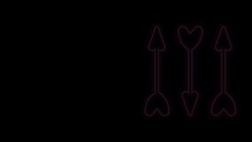 Glowing neon line Hipster arrows icon isolated on black background. 4K Video motion graphic animation.