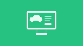White Hardware diagnostics condition of car icon isolated on green background. Car service and repair parts. 4K Video motion graphic animation . - Powered by Shutterstock - Get 15% off with code: PIKWIZARD15