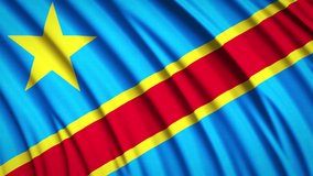 Congo flag in motion. National background. Smooth fabric waves. 4K video. 3D rendering.