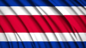 Costa Rica flag in motion. National background. Smooth fabric waves. 4K video. 3D rendering.
