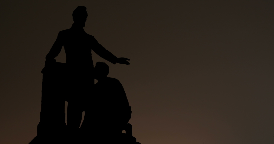 Lincoln Slavery Emancipation Memorial night storm with lightning bolt