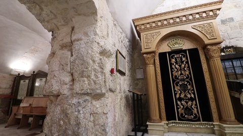 jerusalem- israel, 06-07-2021. An inside view of the synagogue in the tomb of King David in the Old City of Jerusalem