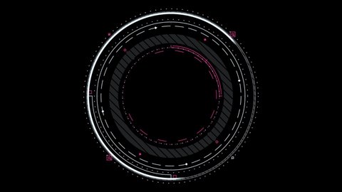 PNG Alpha.Circle HUD technological futuristic elements.Sci Fi circle elements appearing.Technological HUD template.2D Texture for broadcast future design