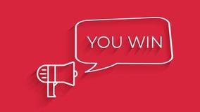 Megaphone with speech bubble You Win written in white letters - Powered by Shutterstock - Get 15% off with code: PIKWIZARD15