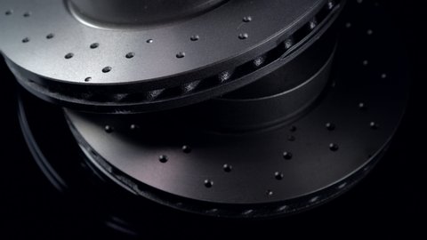 A new ventilated brake discs on a dark background 