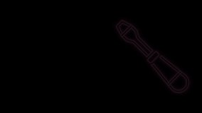 Glowing neon line Screwdriver icon isolated on black background. Service tool symbol. 4K Video motion graphic animation.