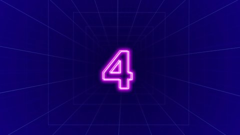 4K 3D Neon Light 60 Seconds Countdown on Blue background. light. Timer from 10 to 0 seconds. minute countdown. Neon Glow Ten seconds Countdown Futuristic Fly Digital Line Effect Counting Timer