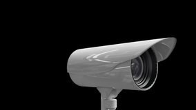 Animation of security camera and data processing on interface. digital interface, communication and technology concept digitally generated video.