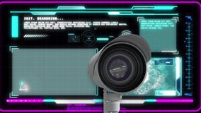 Animation of security camera and data processing on interface. digital interface, communication and technology concept digitally generated video. - Powered by Shutterstock - Get 15% off with code: PIKWIZARD15