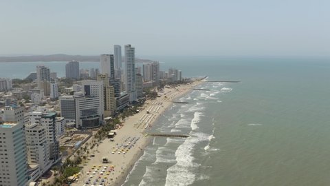 Aerial View of People Relaxing on the Beach in Cartagena, Colombia