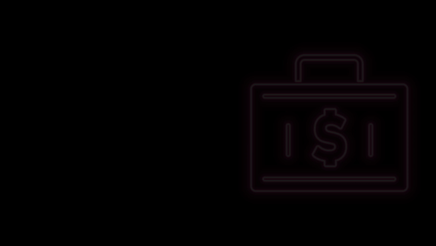 Glowing neon line Briefcase and money icon isolated on black background. Business case sign. Business portfolio. Financial management. 4K Video motion graphic animation. Royalty-Free Stock Footage #1076809034