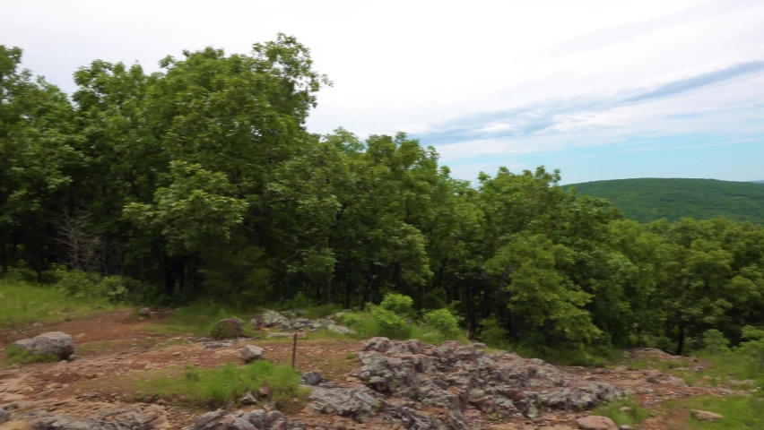 Wooded mountains in the Missouri Ozarks.