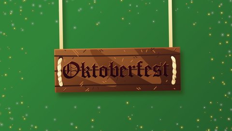 oktoberfest celebration lettering in wooden label ,4k video animated