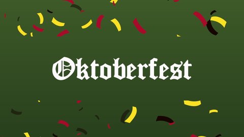 oktoberfest celebration lettering with confetti ,4k video animated