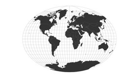 World map. Fahey pseudocylindrical projection. Animated projection. Loopable video.