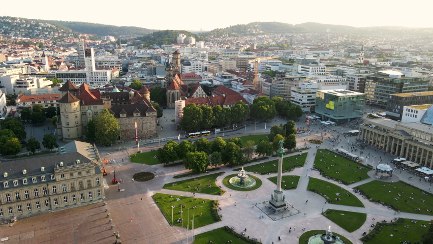 Aerial view on Stuttgart in Germany | Shutterstock HD Video #1076832212