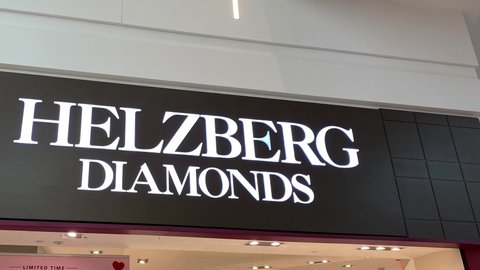 Orlando, FL USA - February 6, 2020:  Panning right on the exterior of a Helzberg Diamonds store in Orlando, Florida.