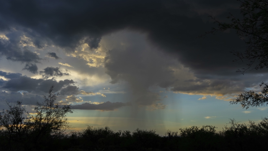 Time lapse of a rain shaft during a desert monsoon storm
