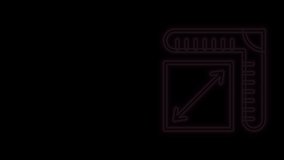 Glowing neon line Paper size icon isolated on black background. 4K Video motion graphic animation.