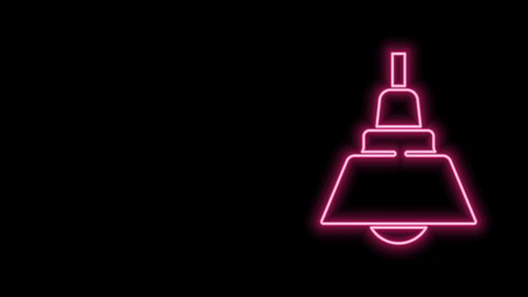 Glowing neon line Chandelier icon isolated on black background. 4K Video motion graphic animation.