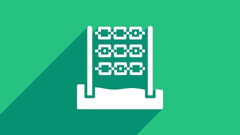 White Tic tac toe game icon isolated on green background. 4K Video motion graphic animation .