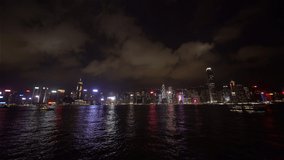 Hong Kong, China, Real-time video - The skyline of Hong Kong at Night