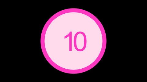 10 sec pink color number countdown timer. Resolution 1920*1080.