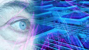 Human eye with on the background of abstract circuit board of a computer processor microchip. The concept of artificial intelligence and technologies of the future. Double exposure. - Powered by Shutterstock - Get 15% off with code: PIKWIZARD15