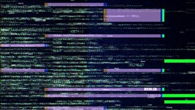 4K Computer software errors with glitch on system server log lines Loop Animation. Glitch and noise errors on computer screen code virus data breach hacking. Hacker activity broke technology. - Powered by Shutterstock - Get 15% off with code: PIKWIZARD15