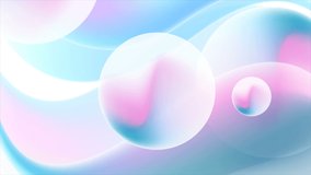 Colorful blue pink holographic 3d blurred sphere balls. Abstract liquid waves retro futuristic motion background. Seamless looping. Video animation Ultra HD 4K 3840x2160