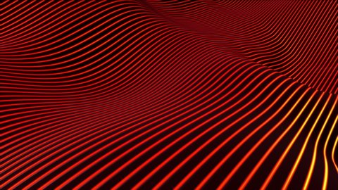 Abstract background with waving striped surface from neon colors. Seamless loop.