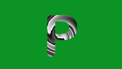 P letter sign seamless loop animation on green screen background. 4K render video.