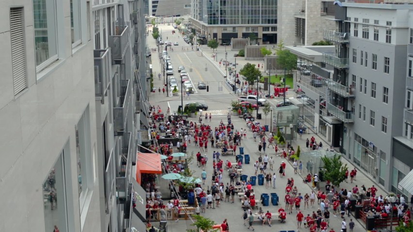 People out and about in downtown Cincinnati, OH, U.S.
