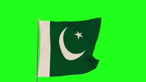 Pakistan flag waving green screen.